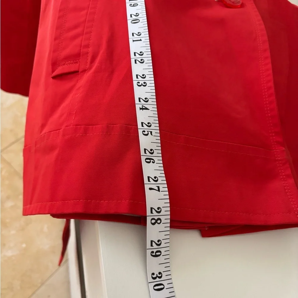 DKNY Red Funnel Neck Belted Trench Coat Pea Coat - Picture 16 of 16